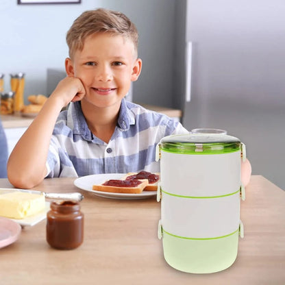 Kuber Industries Insulated Lunch Box 3 Compartments | 3000ml | BPA-Free | Microwave Safe | Green