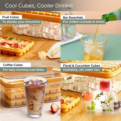 UMAI 2 Layer Ice Cube Trays with Storage Box & Ice Scoop | 72 Compartments | BPA Free | Green