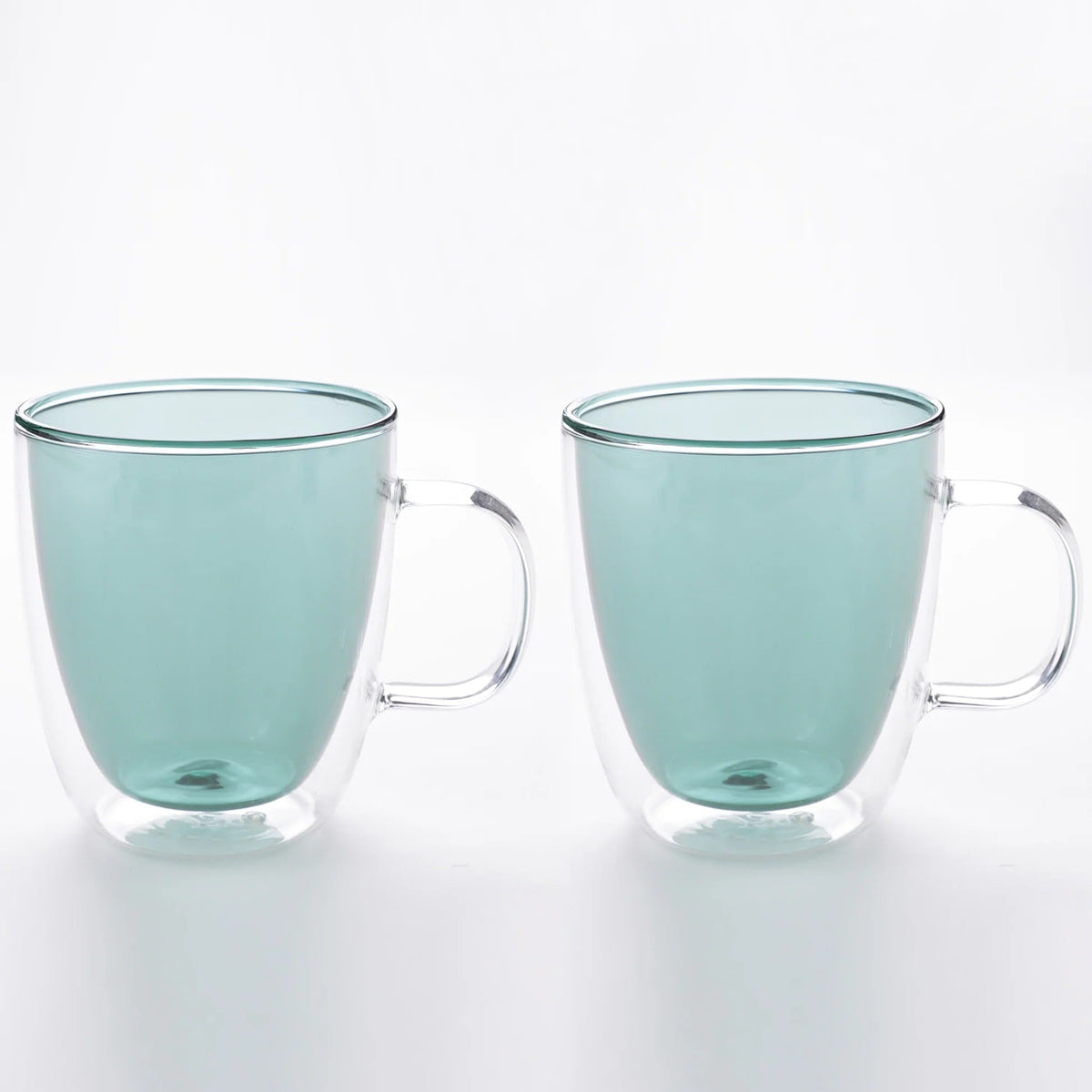 UMAI Double Walled Glass Coffee Mug Set of 2 (400ml) | Green