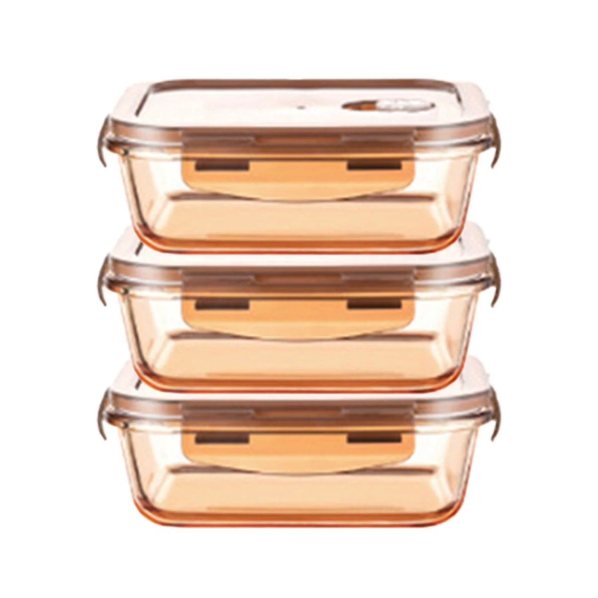 UMAI Pack of 3 Borosilicate Containers | 600ml Each | Airvent Lid | Amber | Fridge Storage