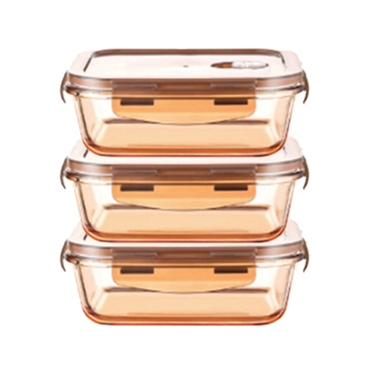 UMAI Pack of 3 Borosilicate Containers | 600ml Each | Airvent Lid | Amber | Fridge Storage