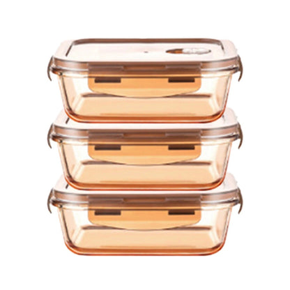 UMAI Pack of 3 Borosilicate Containers | 600ml Each | Airvent Lid | Amber | Fridge Storage