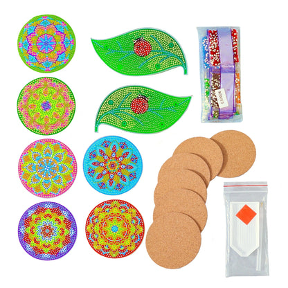 UMAI Ceramic Coasters Set of 6 with Holder 10cm Multicolor Dining Table Glass Cover Lid