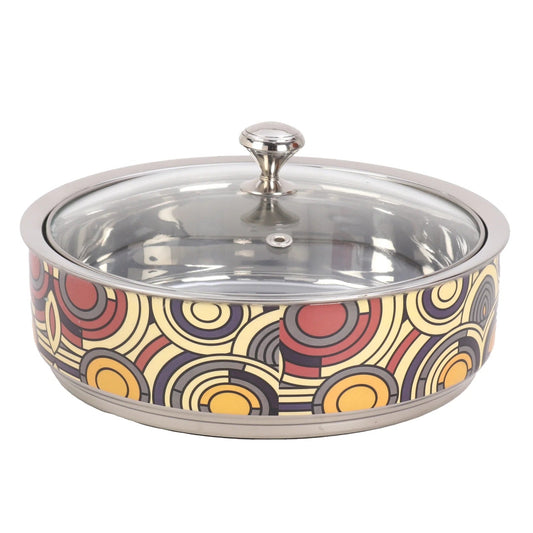 UMAI Double Walled Insulated Serving Casserole 1.5L Stainless Steel Hotpot Glass Lid Coaster