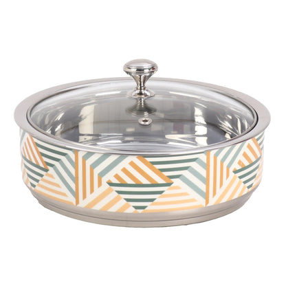 UMAI Double Walled Insulated Serving Casserole 1.5L 304 Stainless Steel Glass Lid Coaster Variant 2