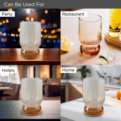 UMAI Set of 2: Lead-Free Amber Juice Glasses | 430ml | Stylish & Versatile