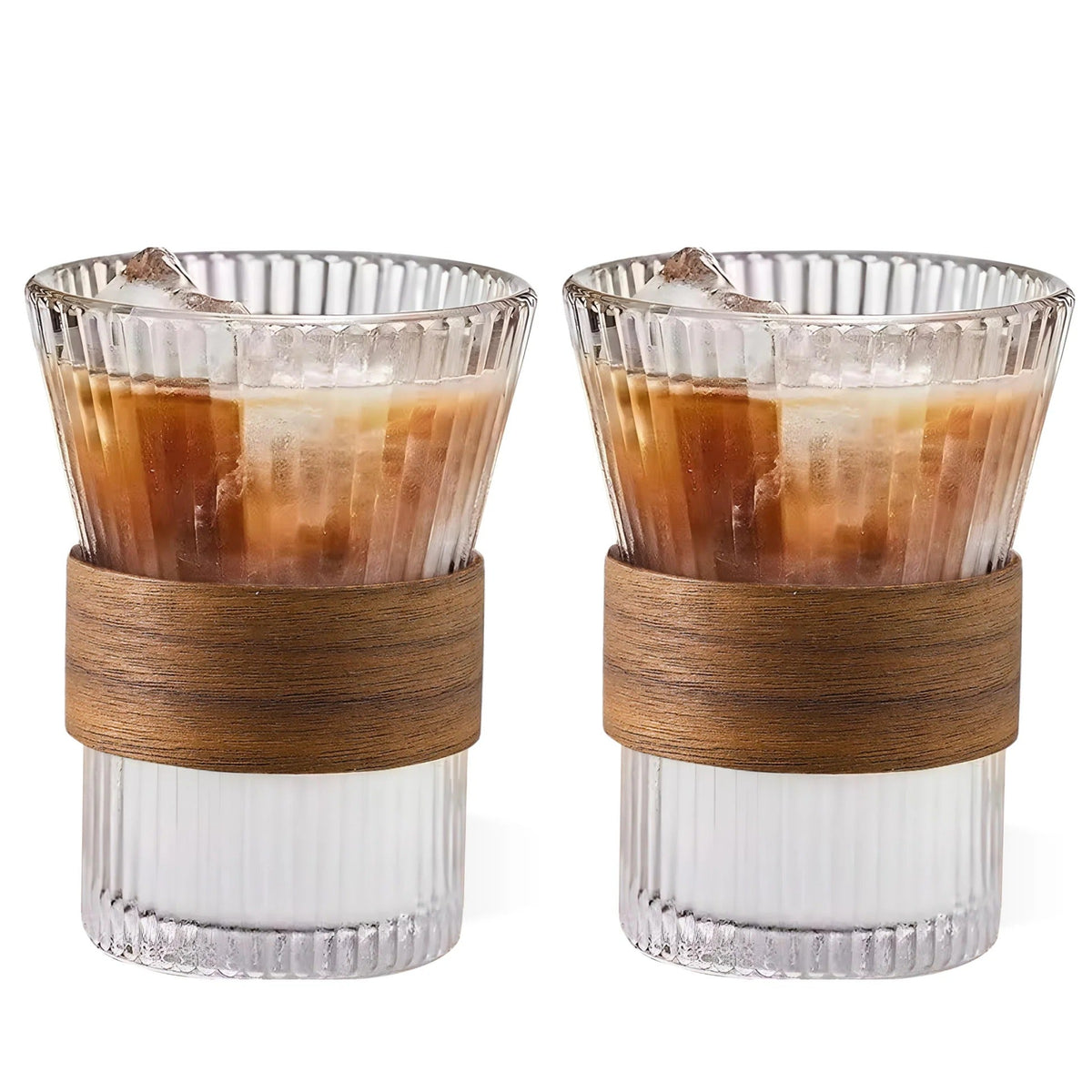 UMAI Set of 2: Lead-Free Glass Tea Cups with Bamboo Sleeve | 280ml