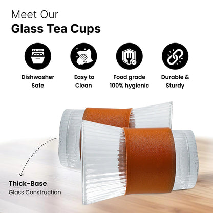 UMAI Glass Tea and Coffee Mugs Pack of 2 (280ml) | Chic Sleeves