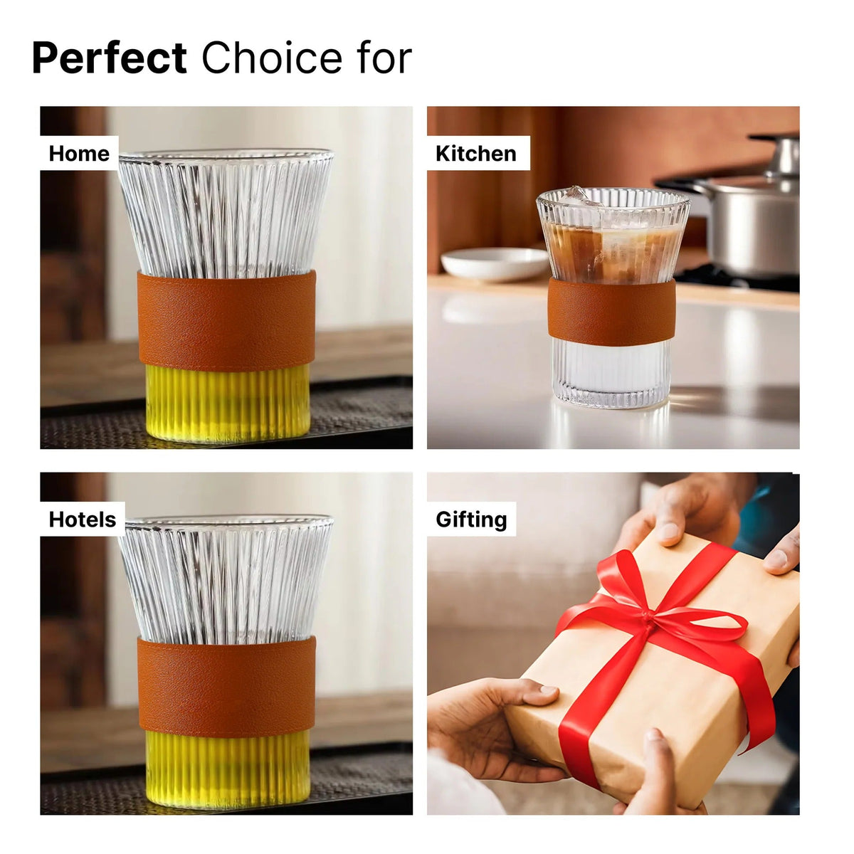 UMAI Glass Tea and Coffee Mugs Pack of 2 (280ml) | Chic Sleeves