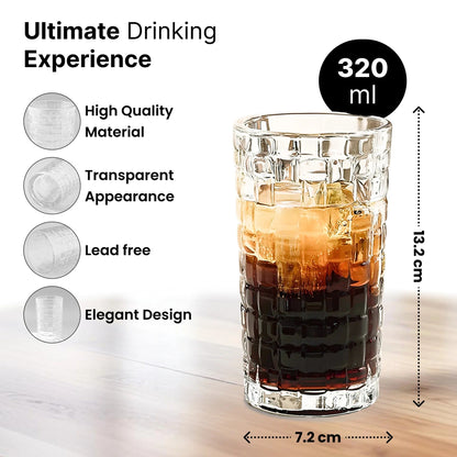 UMAI Whiskey Glasses Set of 4 (320ml) | Lead Free | Heavy Bottom | Crystal Clear