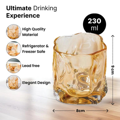 UMAI Whiskey Glasses Set of 2 (230ml) | Lead Free | Heavy Bottom | Amber