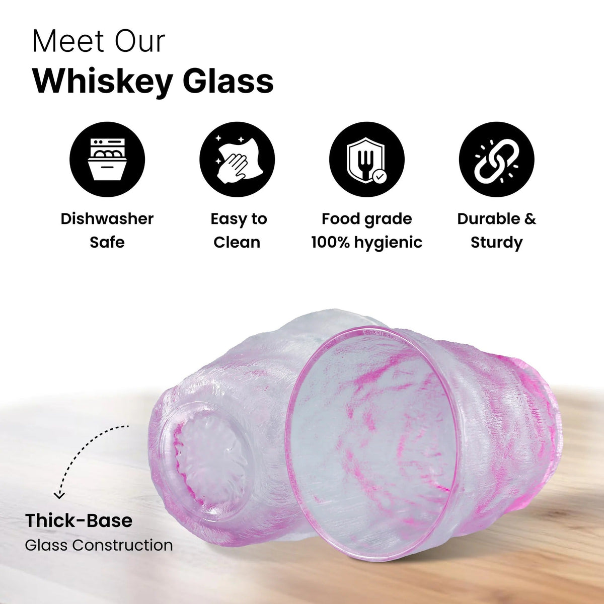 UMAI Set of 2: Purple Lead Free Whiskey Glasses | 270ml | Heavy Bottom