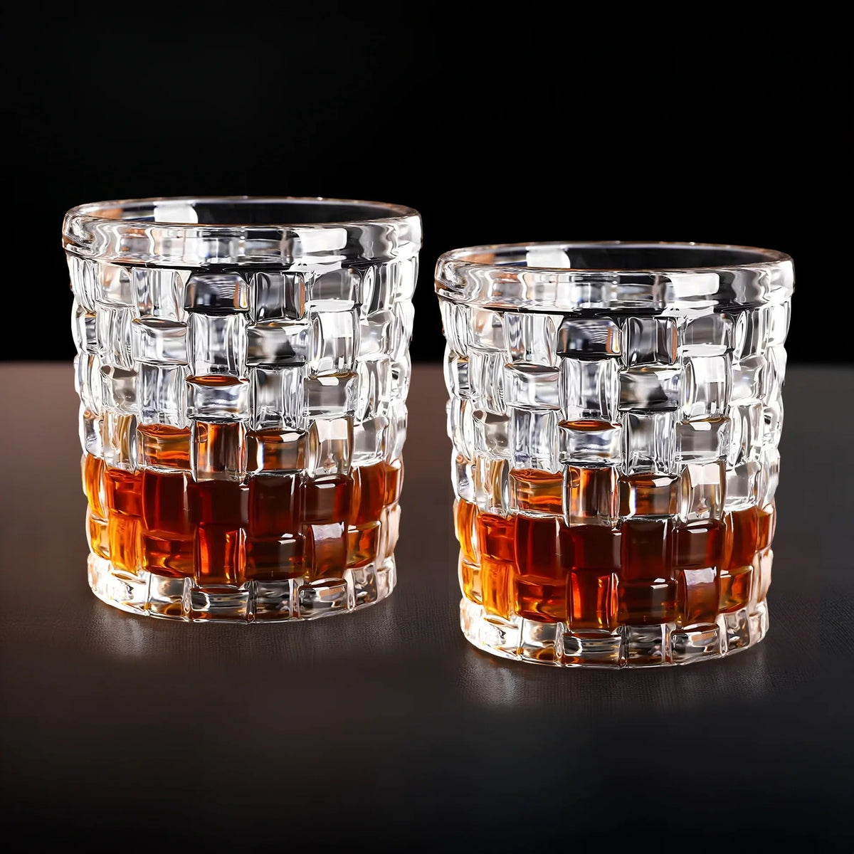 UMAI Whiskey Glasses Set of 2 (270ml) | Lead Free | Heavy Bottom | Crystal Design