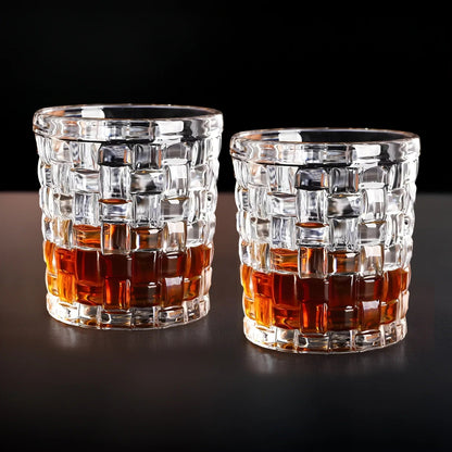 UMAI Whiskey Glasses Set of 2 (270ml) | Lead Free | Heavy Bottom | Crystal Design