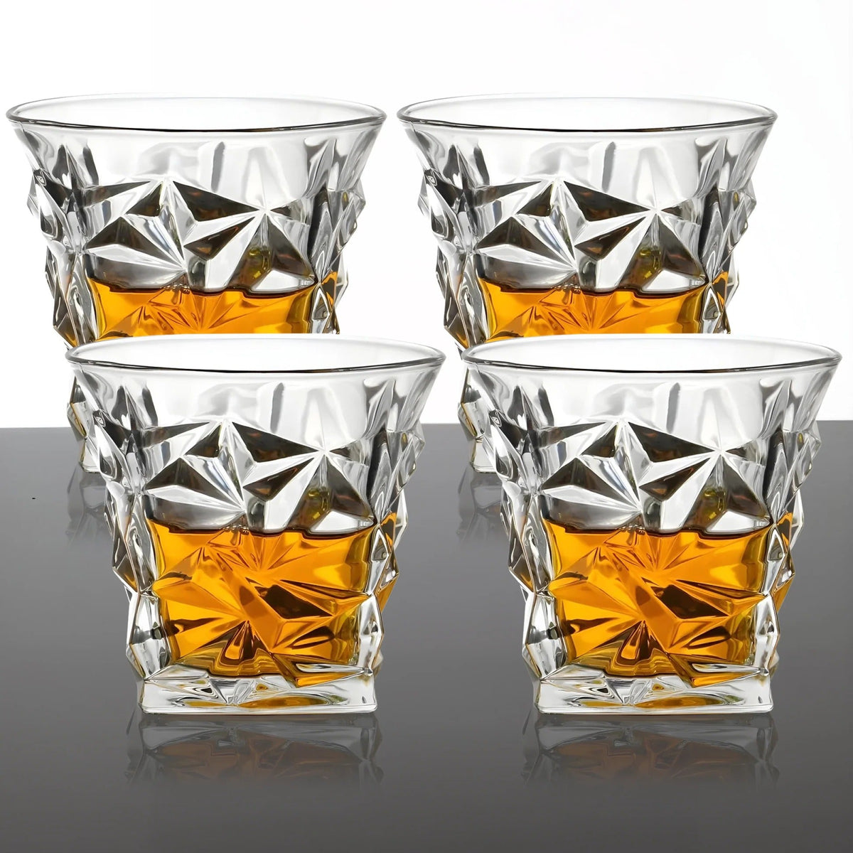 UMAI Whiskey Glasses Set of 4 (280ml) | Lead Free | Elegant Design | Transparent
