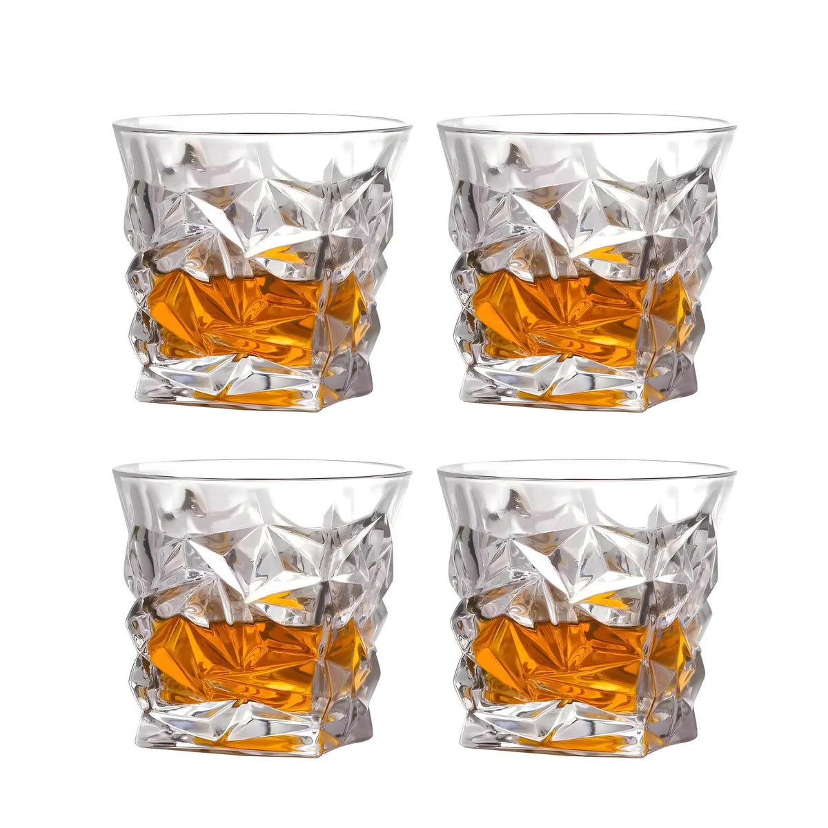 UMAI Whiskey Glasses Set of 4 (280ml) | Lead Free | Elegant Design | Transparent