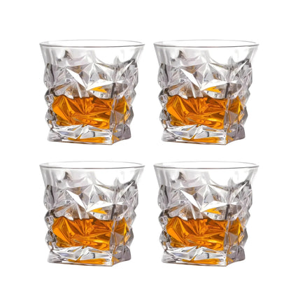 UMAI Whiskey Glasses Set of 4 (280ml) | Lead Free | Elegant Design | Transparent