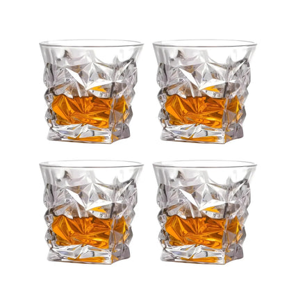 UMAI Whiskey Glasses Set of 4 (280ml) | Lead Free | Elegant Design | Transparent