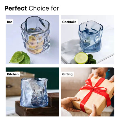 UMAI Whiskey Glasses Set of 2 (230ml) | Lead Free | Elegant | Blue