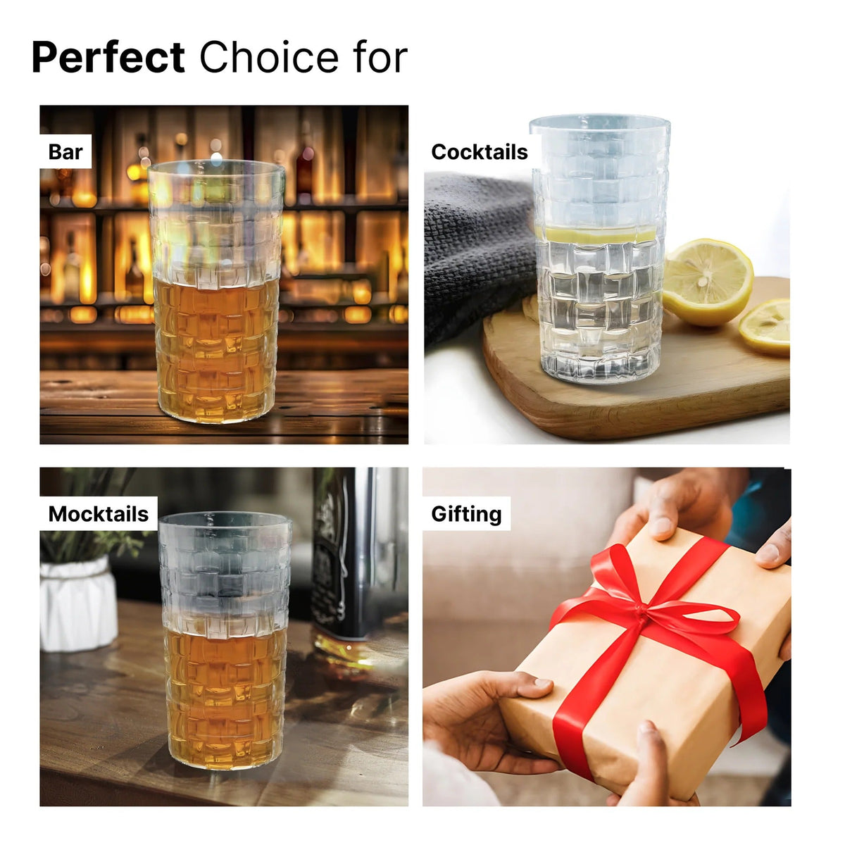 UMAI Whiskey Glasses Set of 4 (320ml) | Lead Free | Heavy Bottom | Crystal Clear