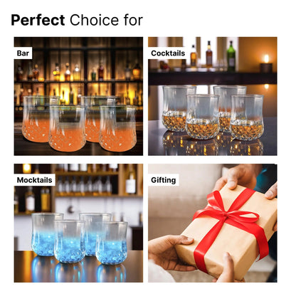 UMAI Whiskey Glasses Set of 4 (200ml) | Lead Free | Heavy Bottom | Transparent