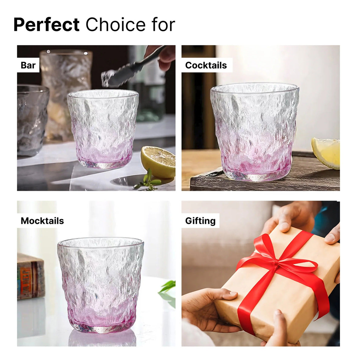 UMAI Set of 2: Purple Lead Free Whiskey Glasses | 270ml | Heavy Bottom