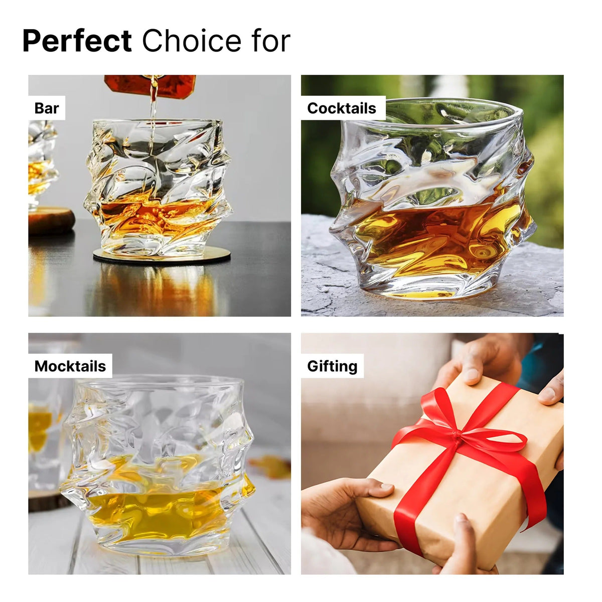 UMAI Whiskey Glasses Set of 4 (240ml) | Lead Free | Heavy Bottom | Transparent