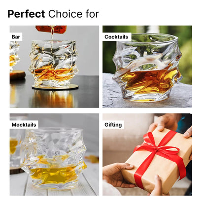 UMAI Whiskey Glasses Set of 4 (240ml) | Lead Free | Heavy Bottom | Transparent