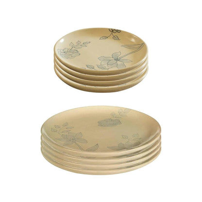 Ellementry Fiore Ceramic Dinner and Side Plate Combo Set of 8 4 of Each Dishwasher Safe Food Grade