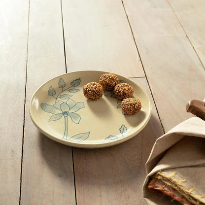 Ellementry Fiore Ceramic Dinner and Side Plate Combo Set of 8 4 of Each Dishwasher Safe Food Grade