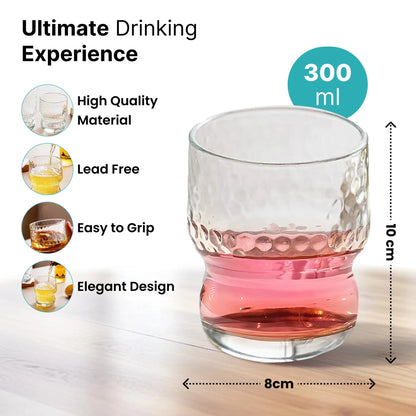 UMAI Whiskey Glasses Set of 4 (250ml) | Lead Free | Heavy Bottom | Crystal Clear