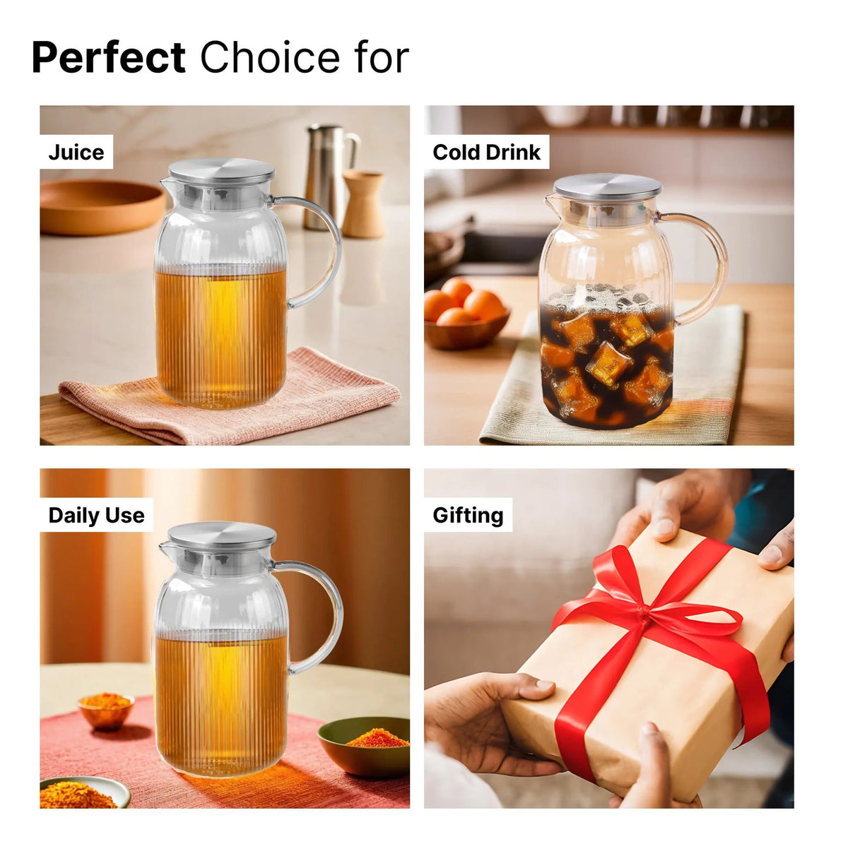 UMAI Borosilicate Jugs and Glasses Set JDA018-GRY Grey Pack of 5