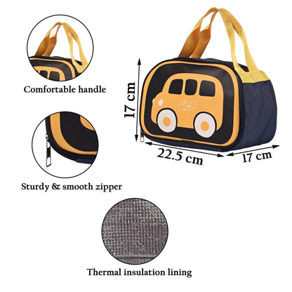 Homestic Insulated Kids Lunch Bag | Navy Blue Car Design | 1 Bag