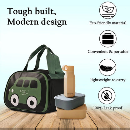 Homestic Insulated Kids Lunch Bag | Leakproof | Stylish Black | For School