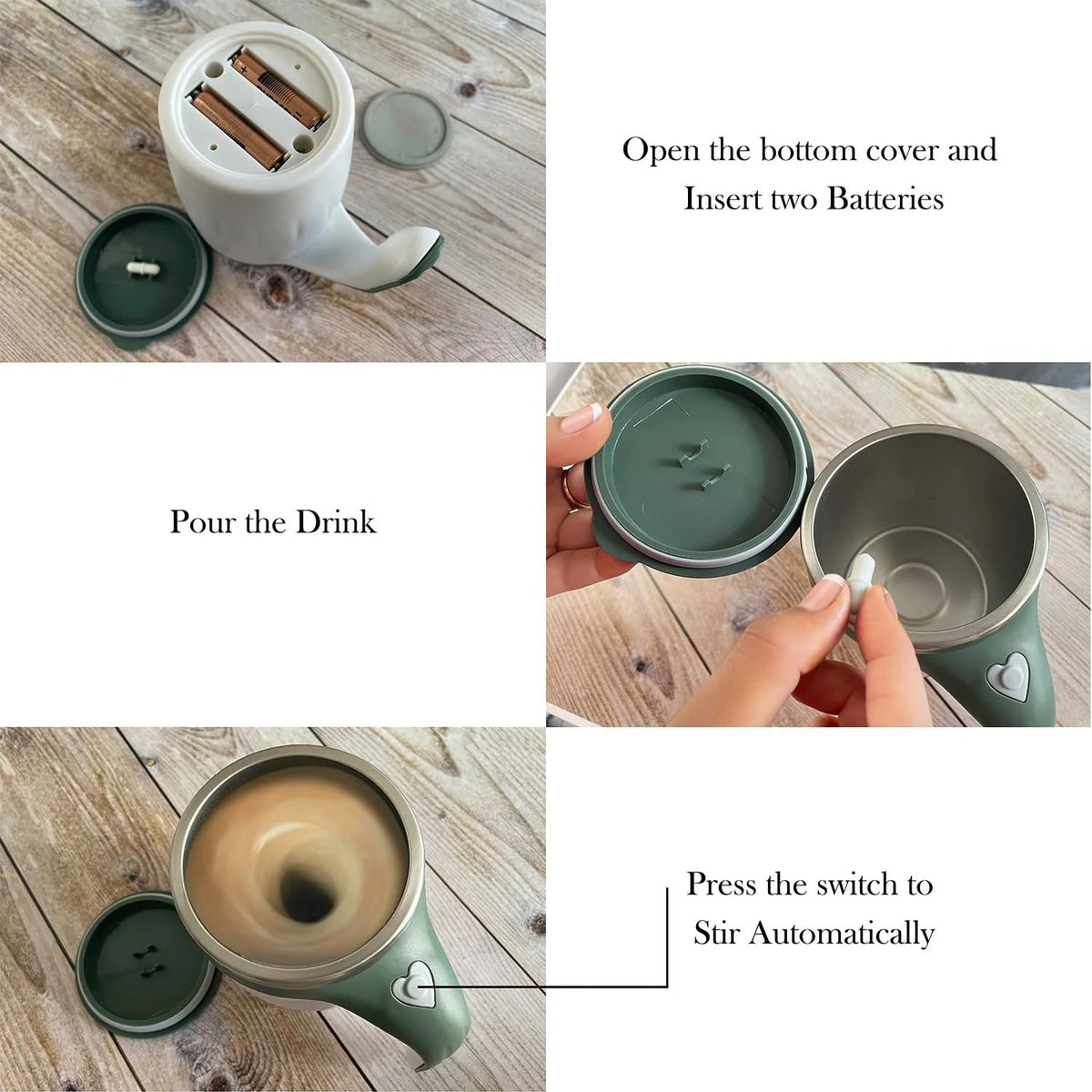 Homestic Self-Stirring Coffee Mug | Battery Operated | 380ml | Gray