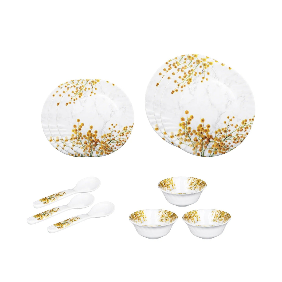 Melamine Dinner Set Pack of 12 Durable Stylish 12 Plates Floral Design Orange White