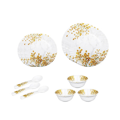 Melamine Dinner Set Pack of 12 Durable Stylish 12 Plates Floral Design Orange White