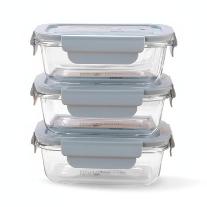 Combo Microwave Safe Borosilicate Glass Lunch Boxes 1040ml | Pack of 3 | Pink