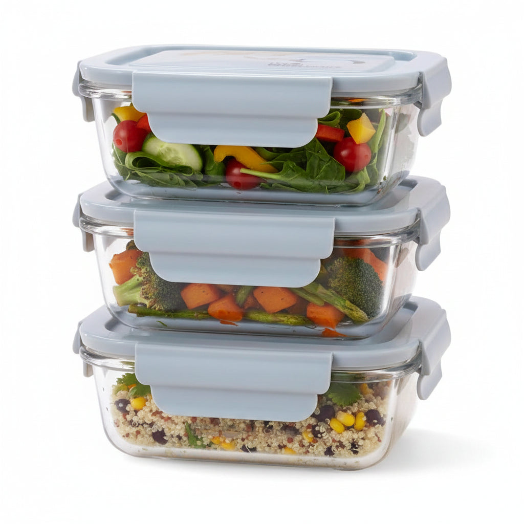 Combo Microwave Safe Borosilicate Glass Lunch Boxes 1040ml | Pack of 3 | Pink
