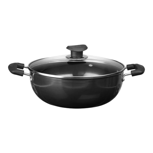 Vinod Hard Anodised Deep Kadai with Glass Lid Induction Friendly