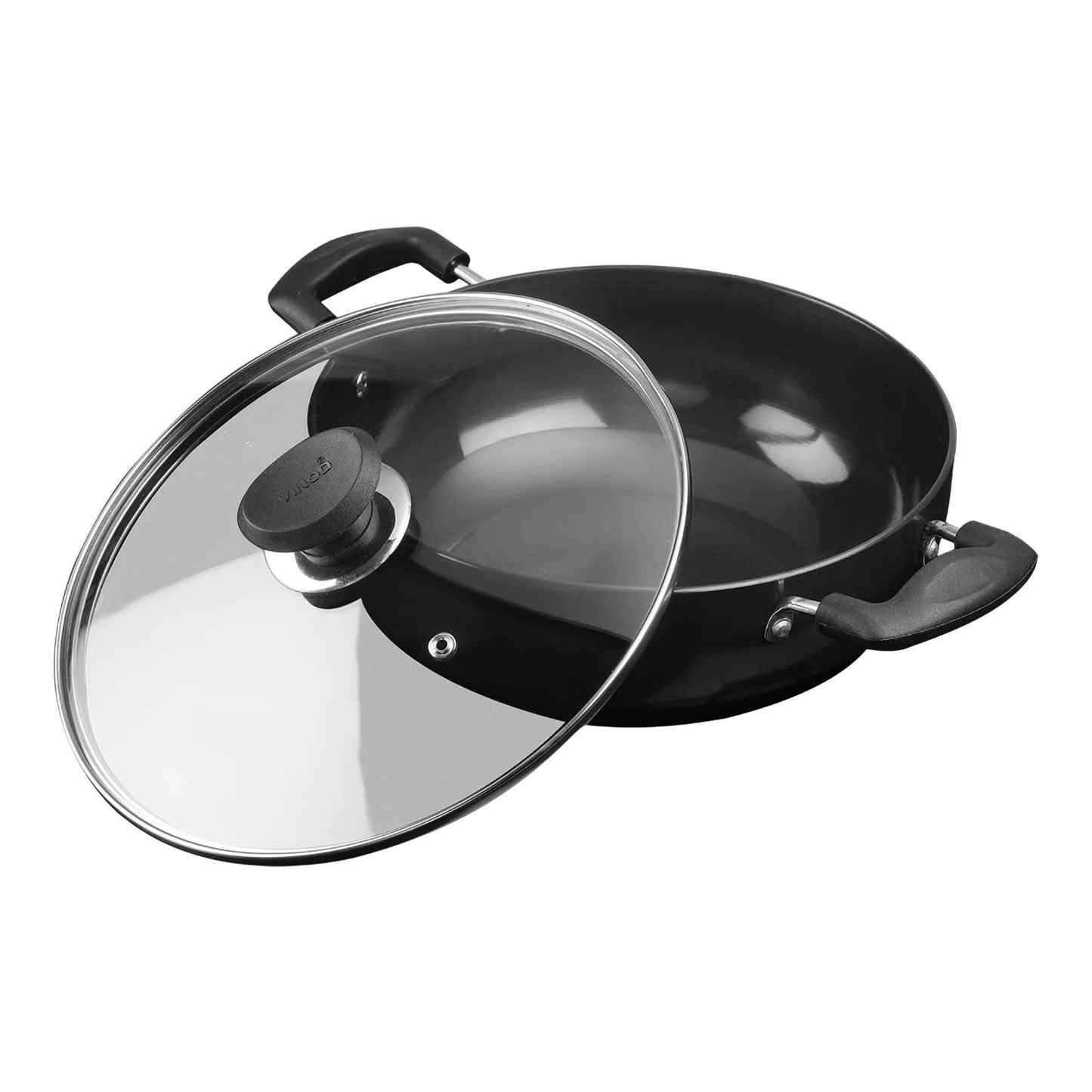 Vinod Hard Anodised Deep Kadai with Glass Lid Induction Friendly