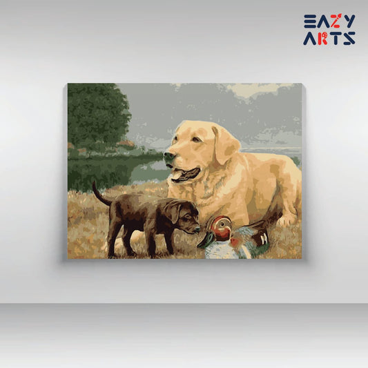 Dog, Puppy and Duck Paint by Numbers Kit
