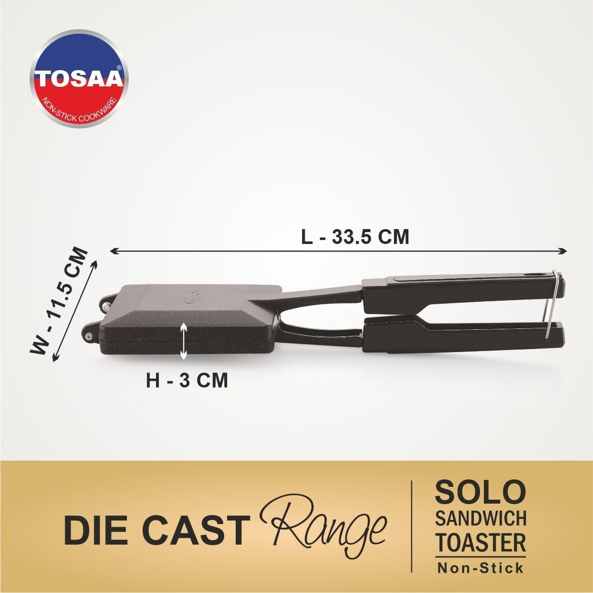 Tosaa Solo Sandwich Toaster Gas Non-Stick Black