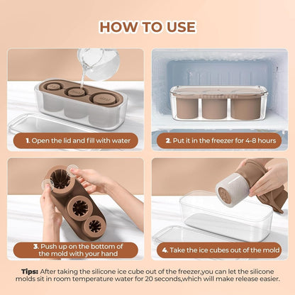 House of Quirk Ice Cube Tray for Stanley Ice Mold Tumbler Cup 950-1200ml - (Choco)