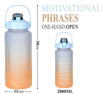 House of Quirk 2 liter 3D Sticker Water Bottle - Blue/Orange