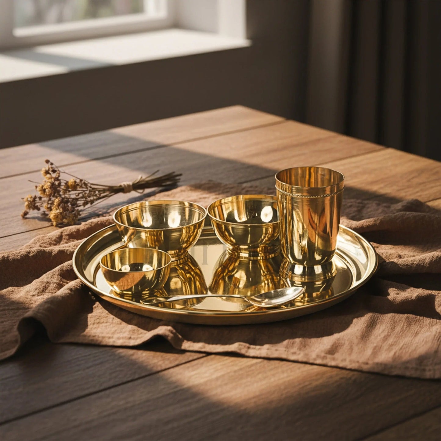 Artarium Brass Plain Thali Set