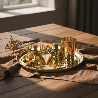 Artarium Brass Plain Thali Set