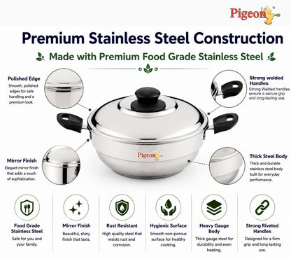 Pigeon Regal Plus Capsulated Bottom Multi Kadai with Idly, Steamer & Dhokla Plates