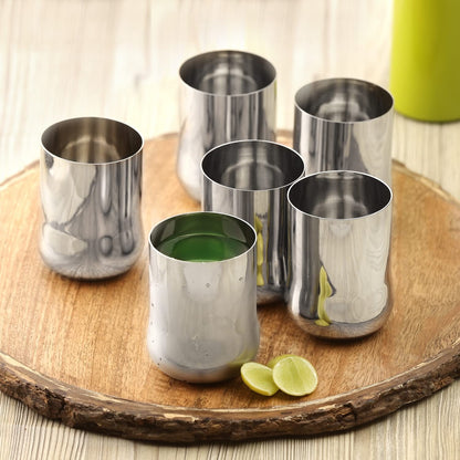 Kraft Urvashi Stainless Steel Glass Set of 6-350ml Each