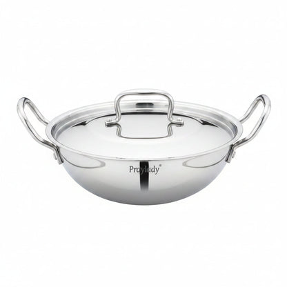 PrayLady Triplus Triply Stainless Steel Kadai with Lid